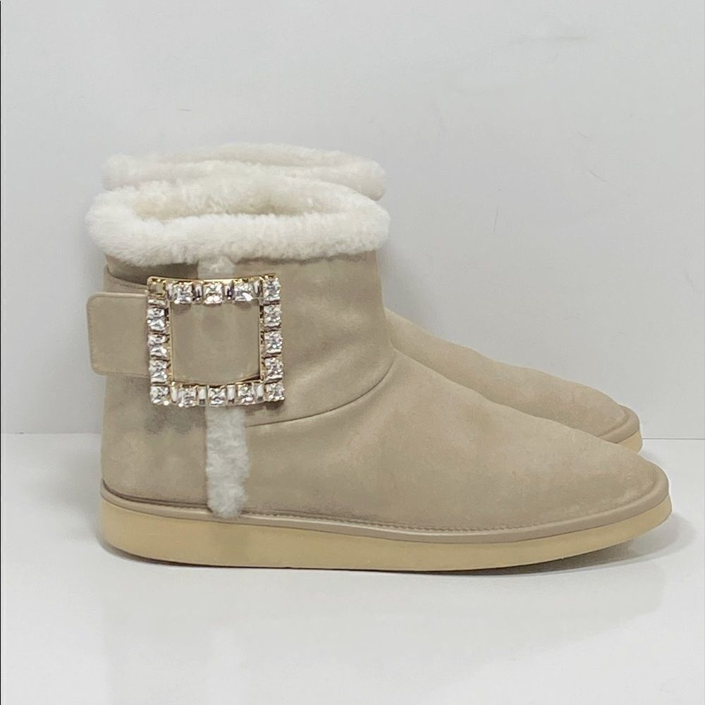 Roger Vivier Winter Viv' Strass suede and shearling ankle boots size 39